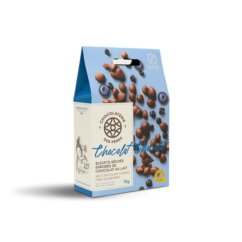 Bleuets séchés enrobés de chocolat au lait