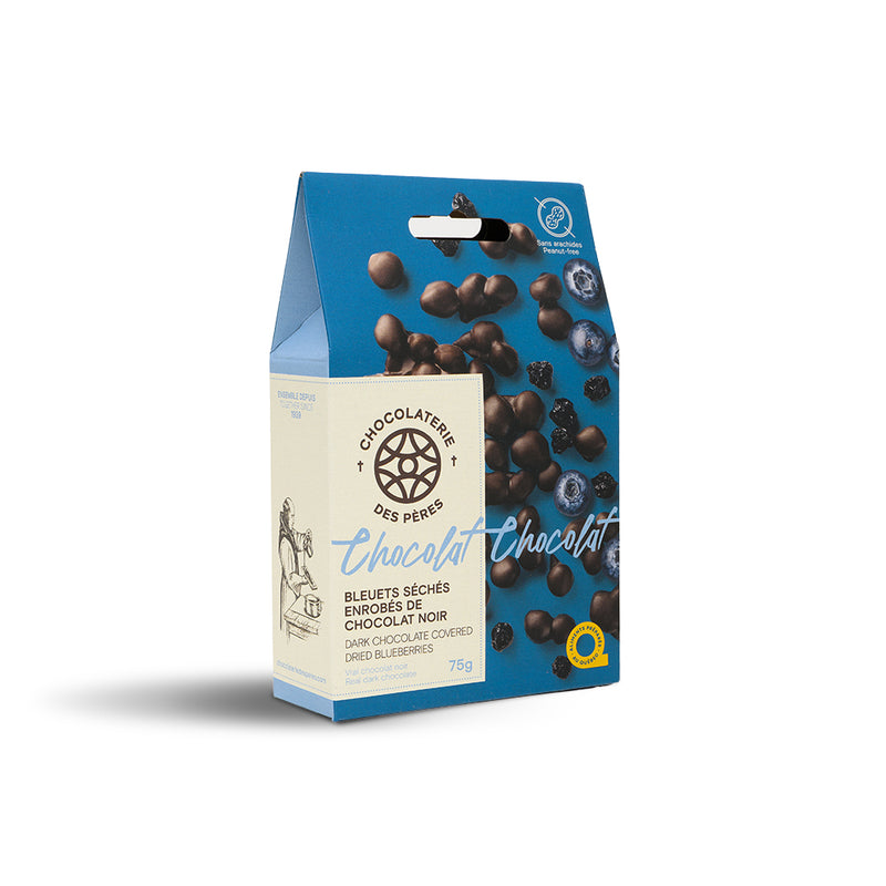 Bleuets séchés enrobés de chocolat noir