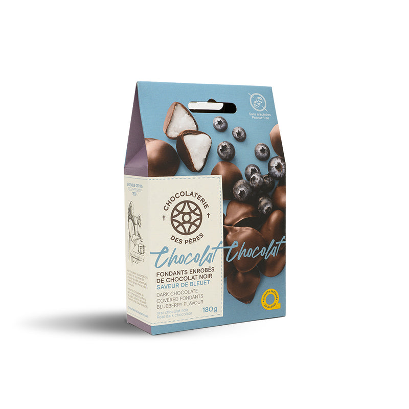 Fondants à saveur de bleuets enrobés de chocolat noir
