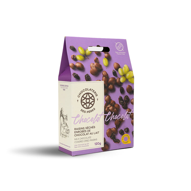 Raisins séchés enrobés de chocolat au lait
