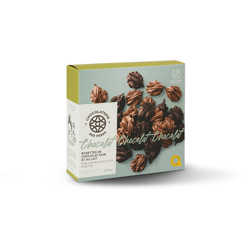 Rosettes de chocolat noir et au lait